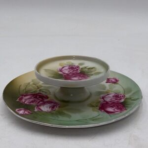 RS Germany 2-Tier CANDY PLATE Tid Bit Tray Serving Dish Hand Painted Vintage